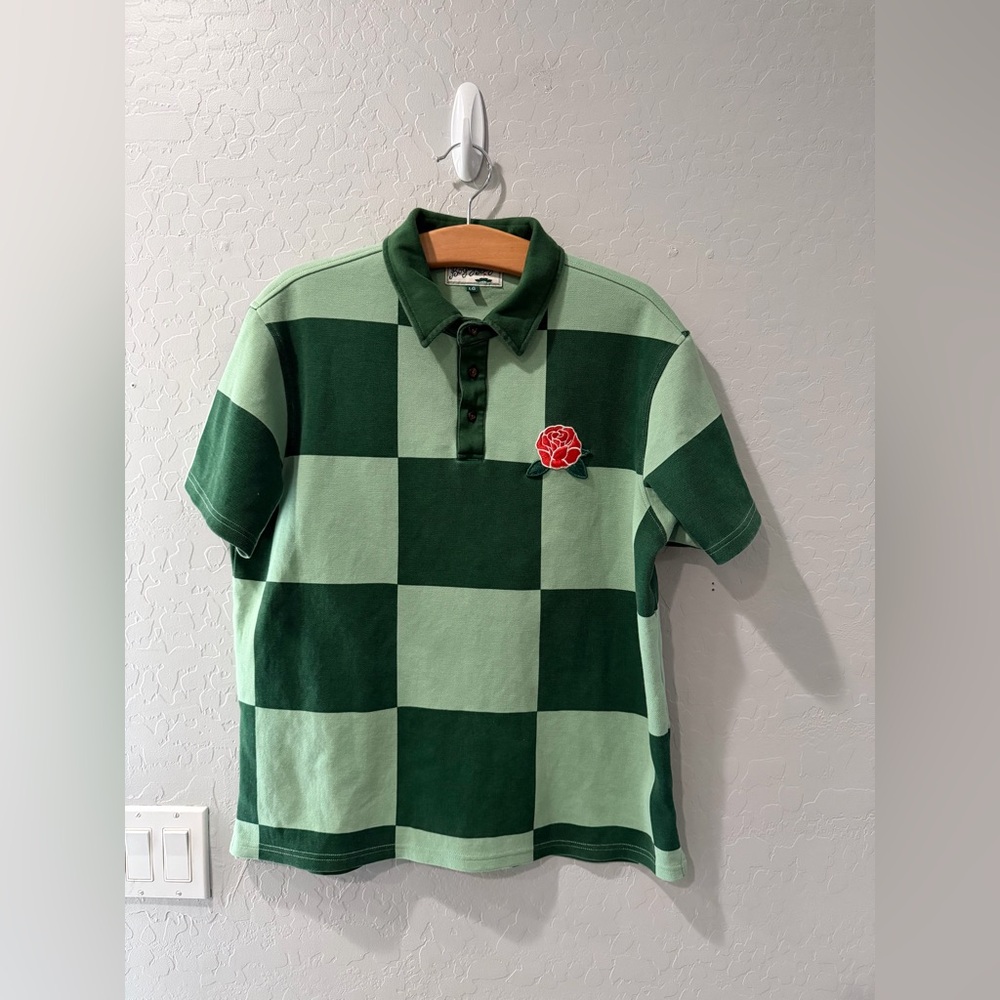 Bogey Boys‎ Checkered Pique 70s Inspired Golf Polo Large Bin 1